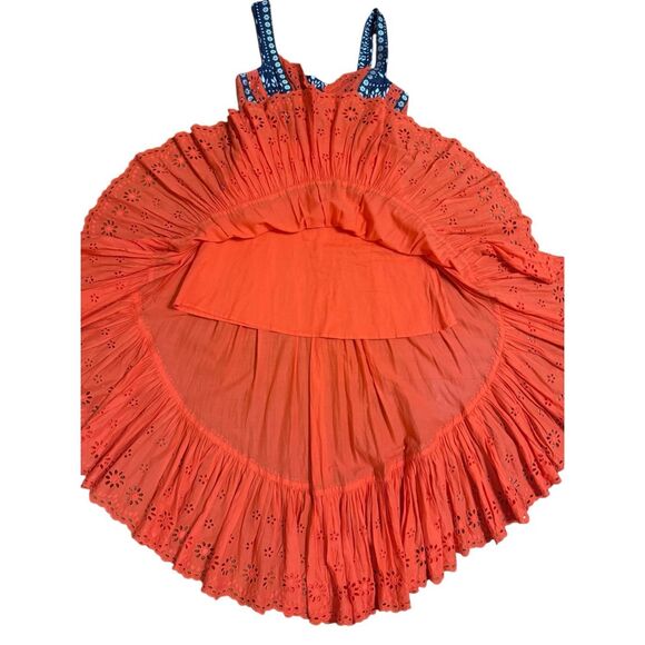 Free People Bossa Nova Eyelet Boho Hi-Low Maxi Dress Red Sz 4 NWOT rare - Picture 14 of 15